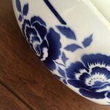 Ancient flowered salad bowl in blue St Amand