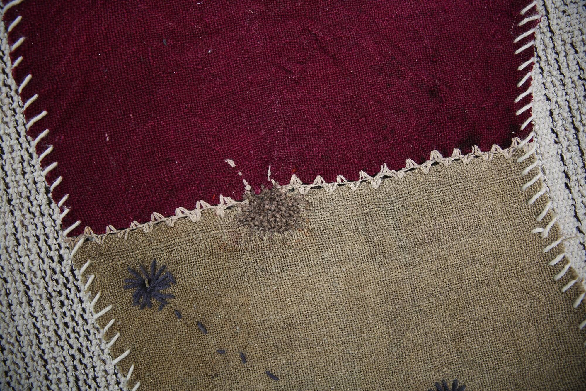 Wine Color Vintage Textile Wall Hanging, Handwoven Tapestry, 106x116 Cm