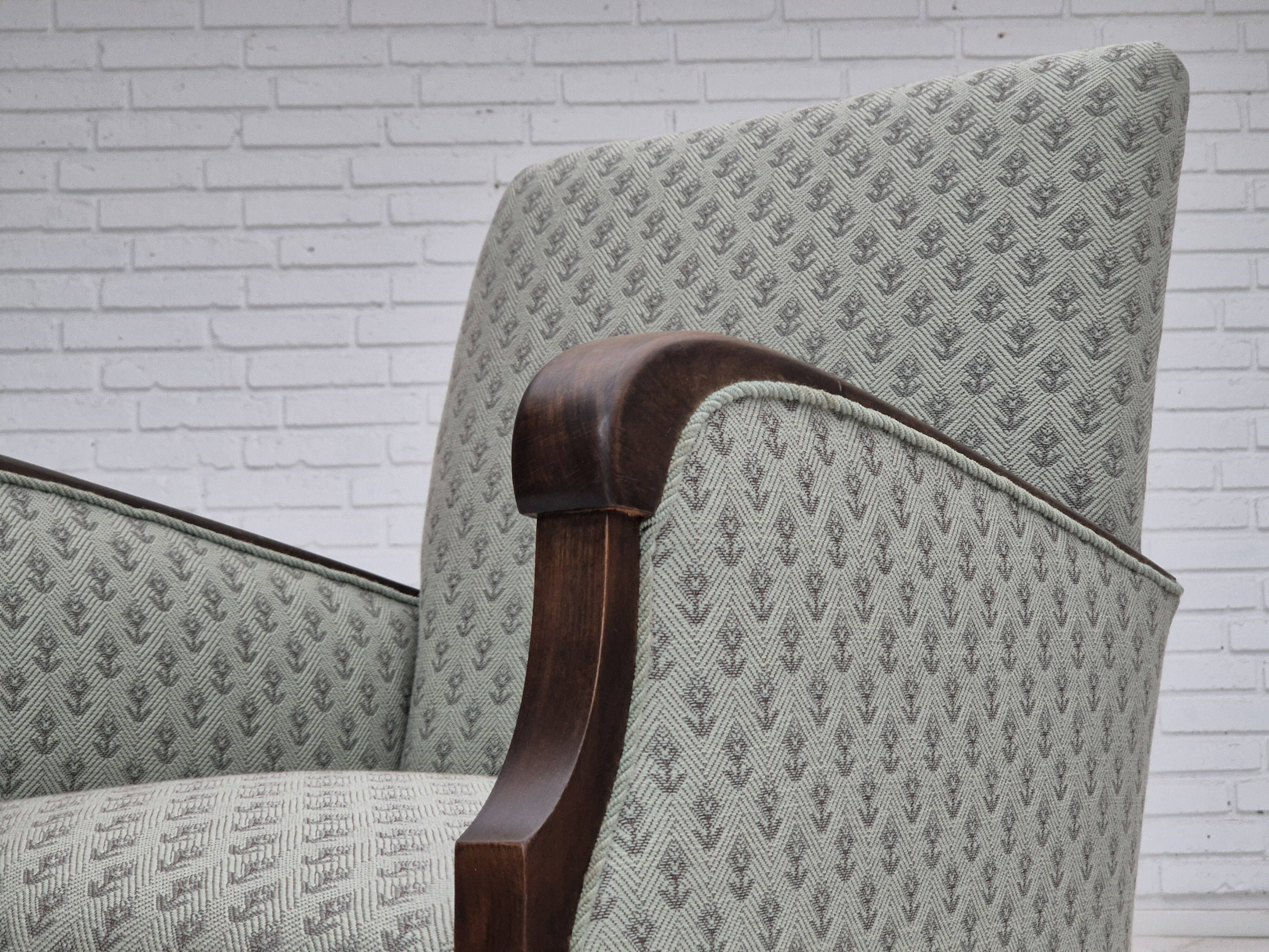 1950s, Danish vintage lounge chair, reupholstered, blend wool fabric.