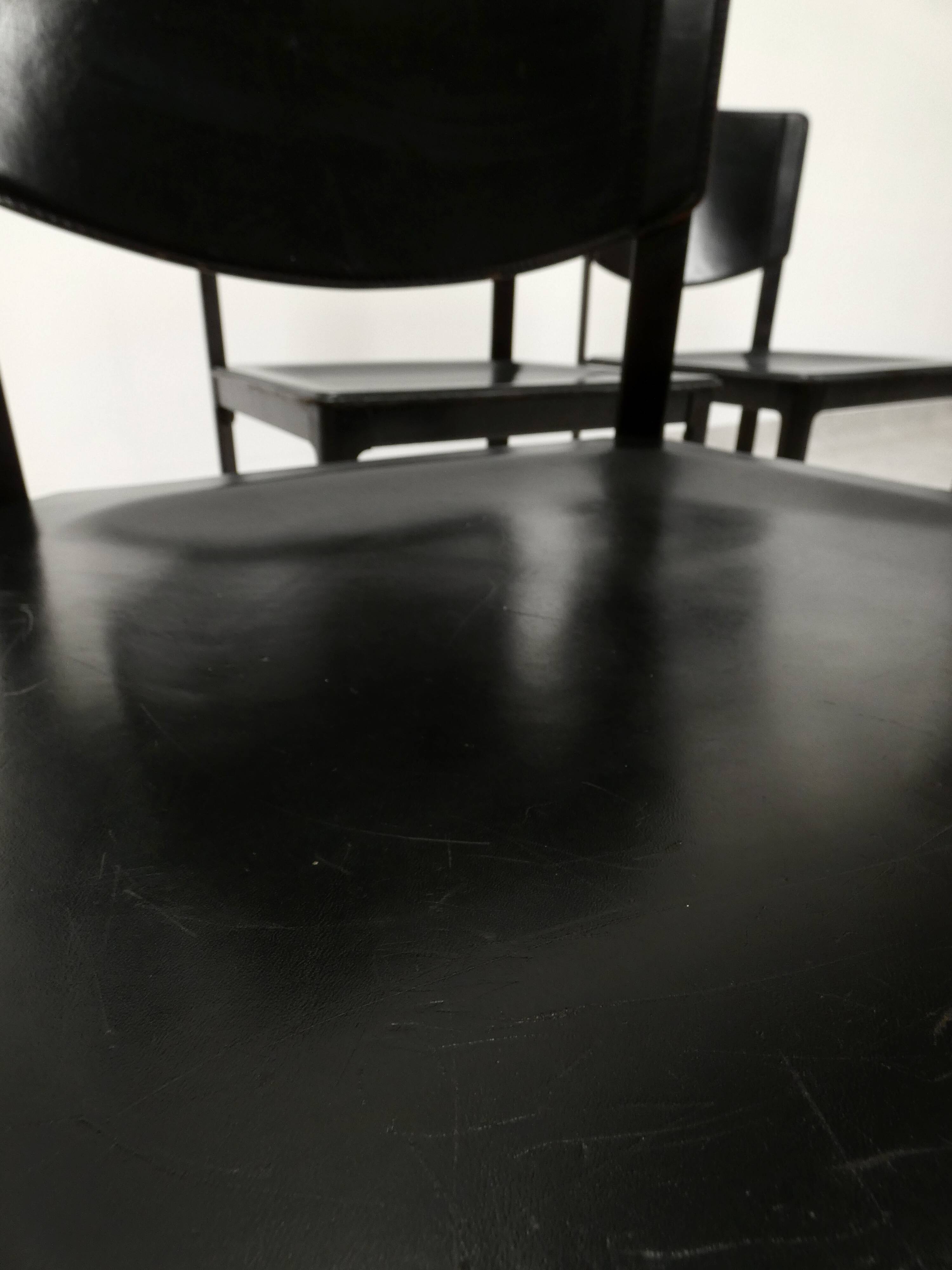 Matteo Grassi black leather dining chairs