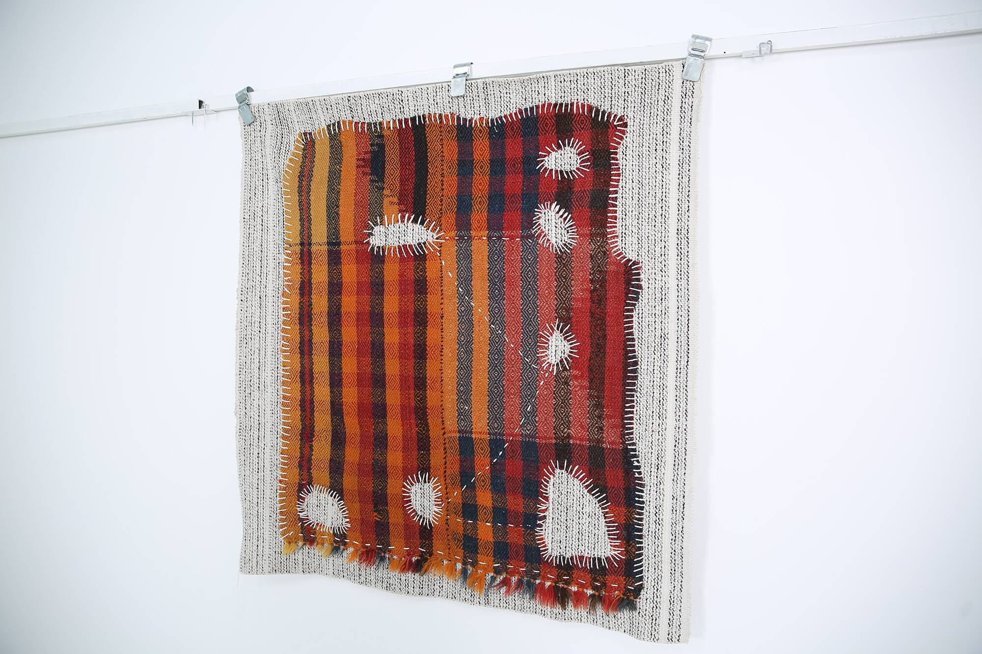 Tenture Murale Tissée Abstraite, Art Textile Fait Main, 105x112 Cm