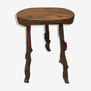 Brutalist chair tripod stool 50 60 patina vintage design