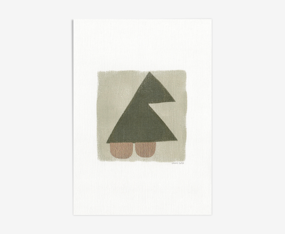Peinture sur papier abstraite datée et signée sans cadre