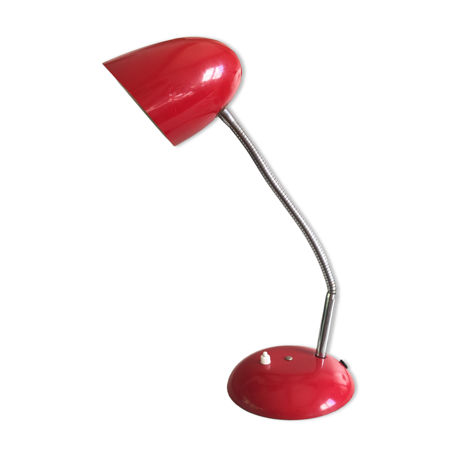 Bauhaus lamp lacquered metal red&flexible chrome/c1950/vintage design