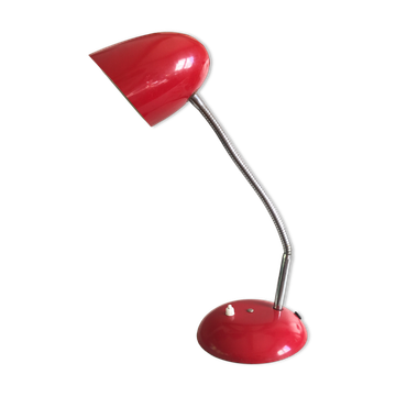 Lampe bauhaus métal laqué rouge&flexible chromé/c1950/design vintage