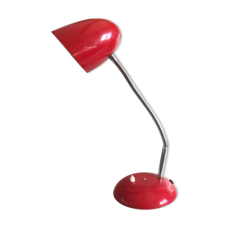 Lampe bauhaus métal laqué rouge&flexible chromé/c1950/design vintage