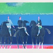 Albert zavaro :  le trio de cavaliers - lithographie originale signée