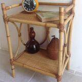 Bedside table vintage rattan