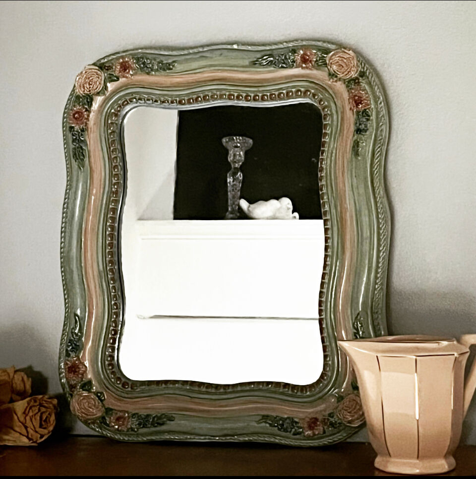 Antique mirror with roses