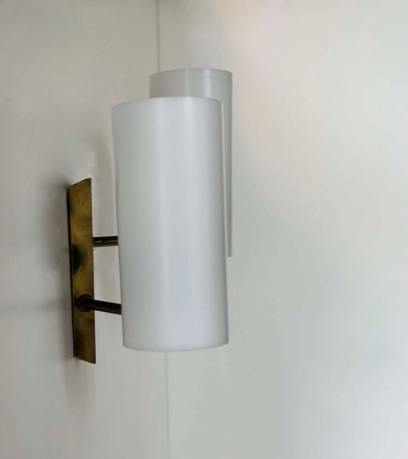 Vintage double wall light, brass and Perspex, Italy 1970