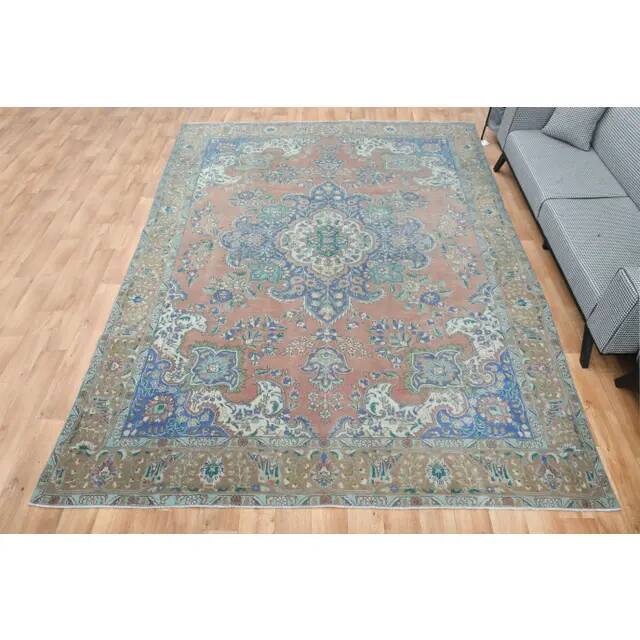 1970s Vintage Persian Handmade Wool Orange Oversized Rug  292x372