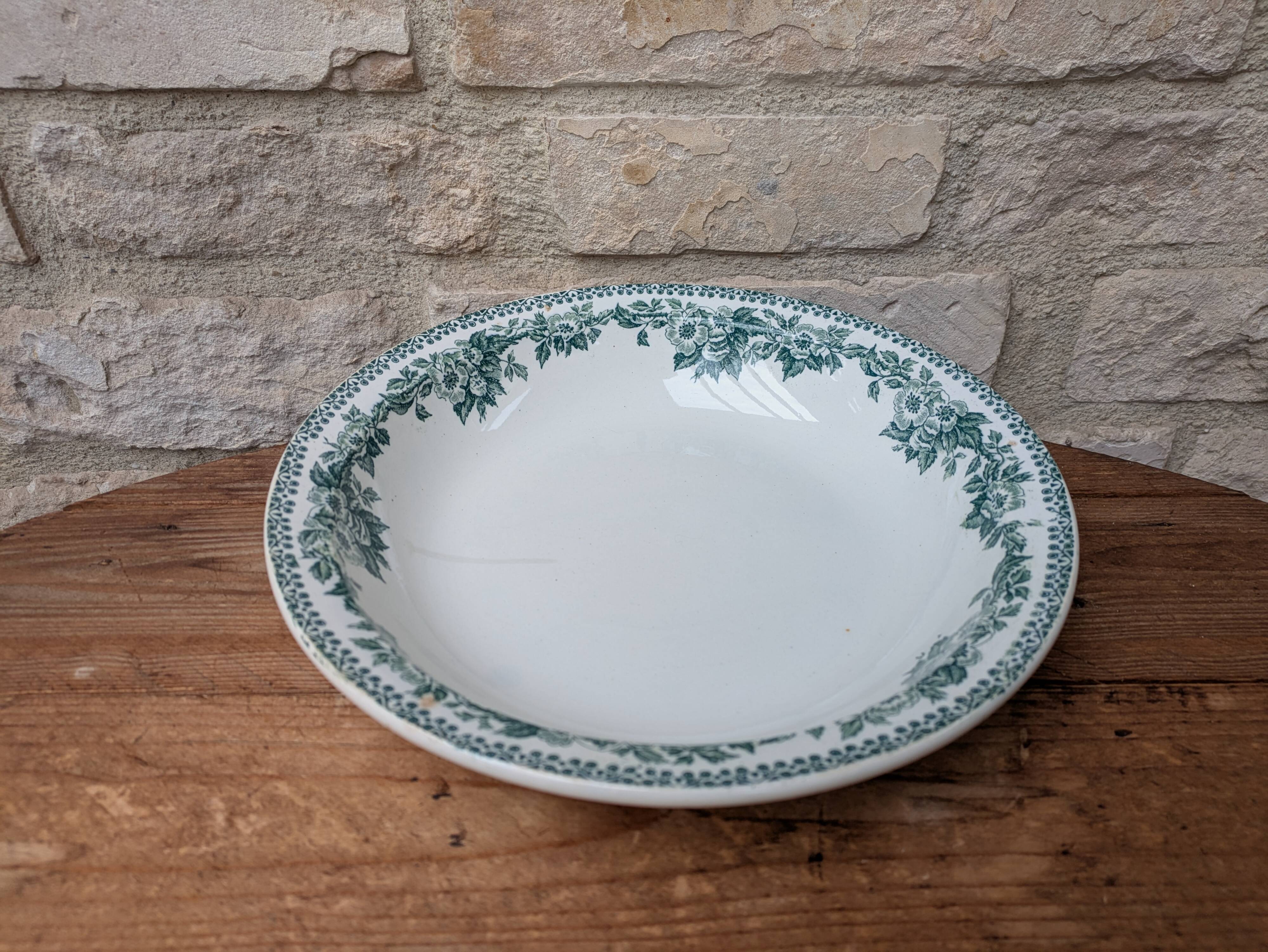 Old hollow round serving dish plate Guadeloupe Saint Amand model