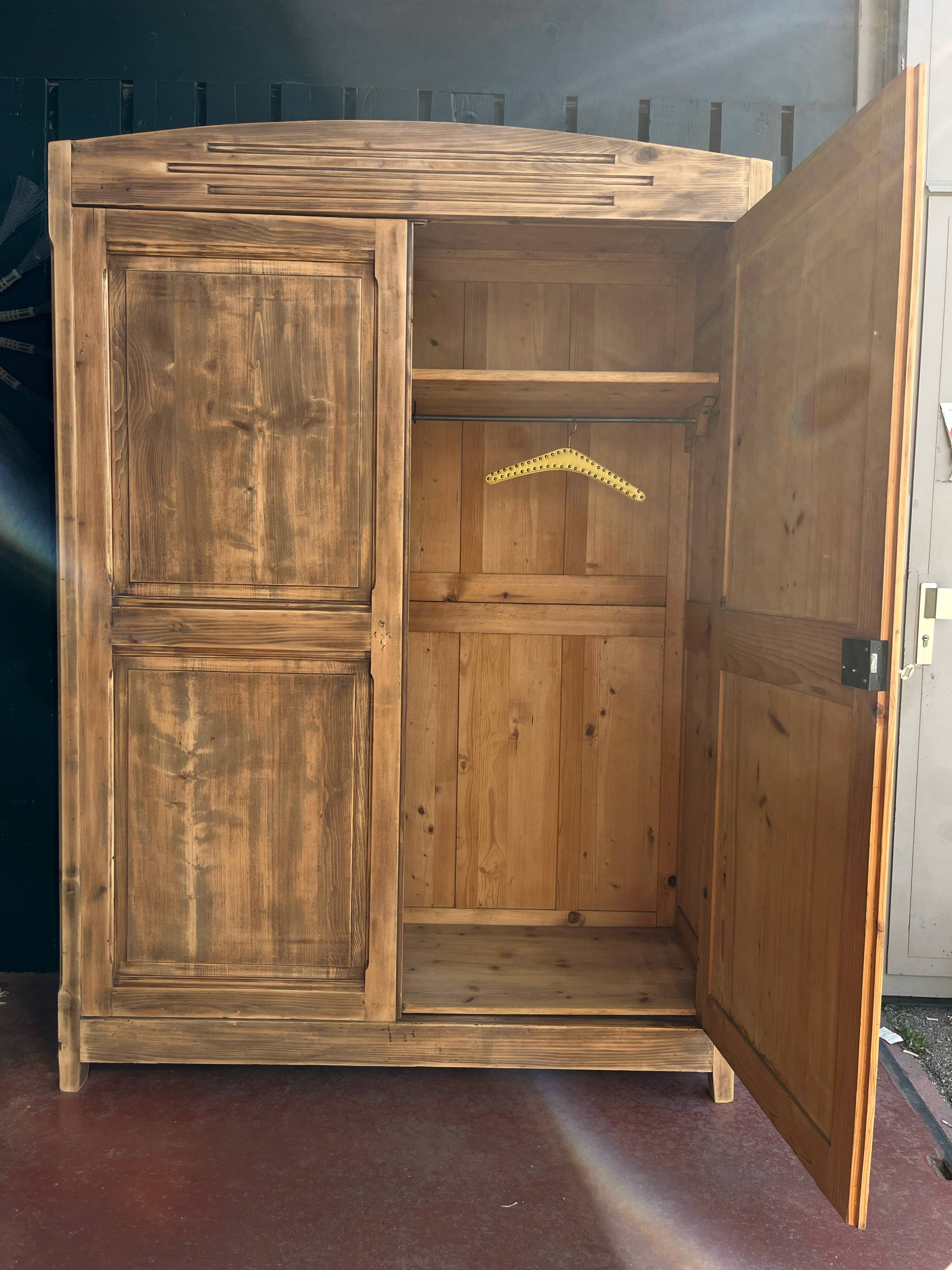 Large antique pine wardrobe