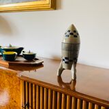 Ceramic rocket, spaceship bottle, France 1940s-1950s