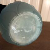 Art deco ball vase in opaque blue molded glass