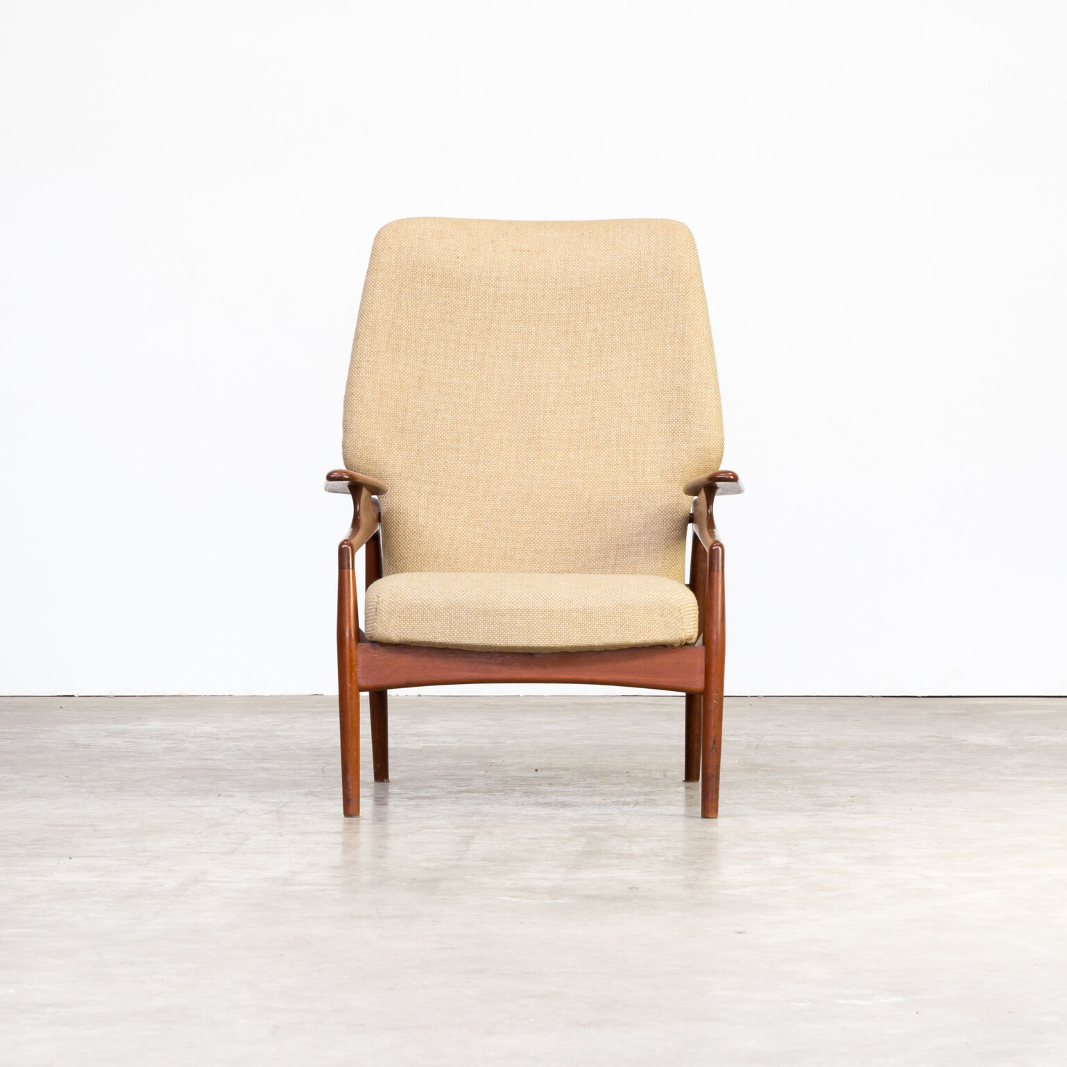 60s John Boné teak and wool adjustable lounge chair for Advance Design