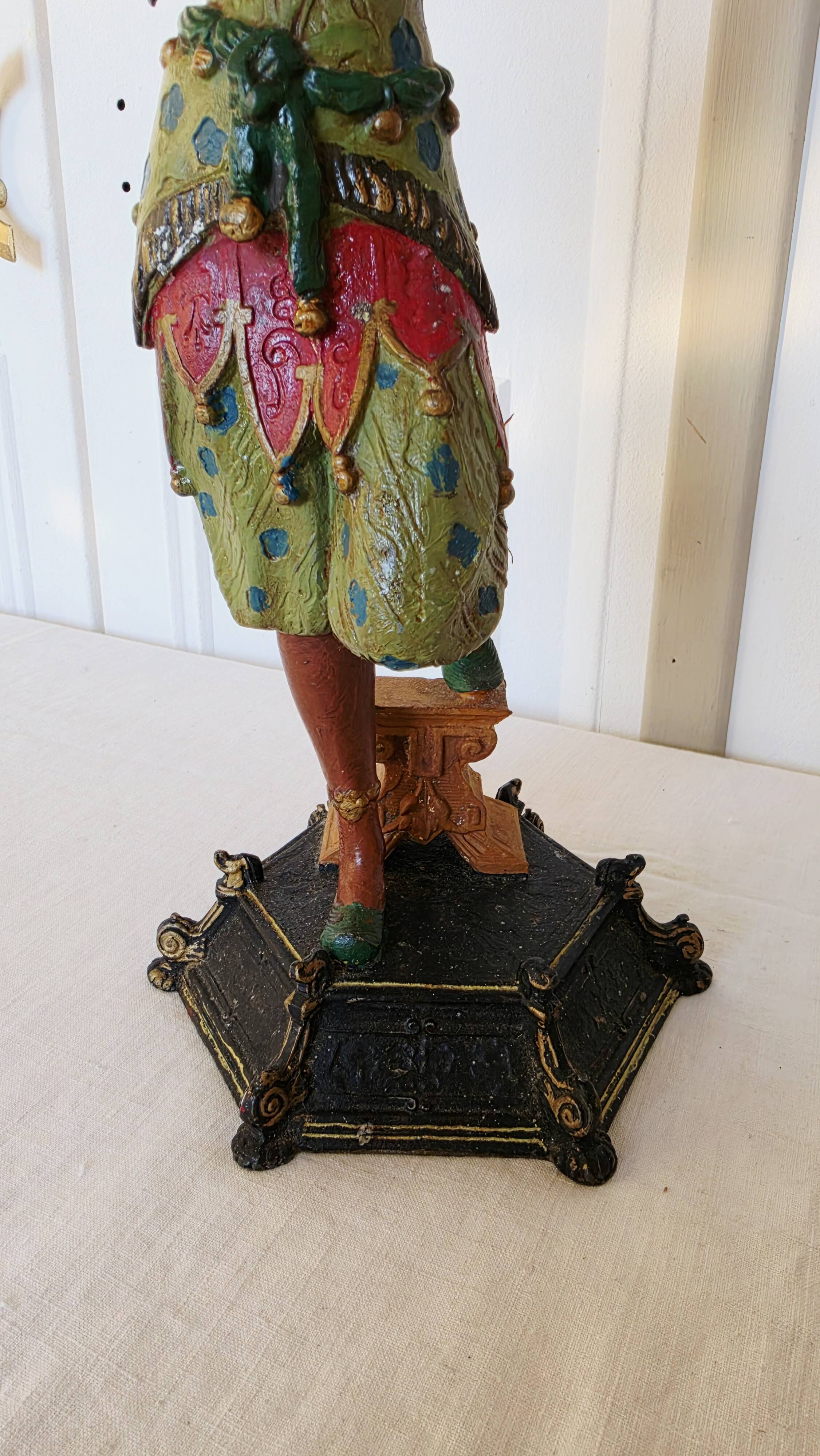 Lampe orientaliste ancienne, XIXe siècle, représentant un majordome nubio
