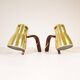 Hans-Agne Jakobsson Wall Lamps in Brass and Stained Wood, Sweden, 1970s