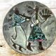 Musicians ceramic dish, signed