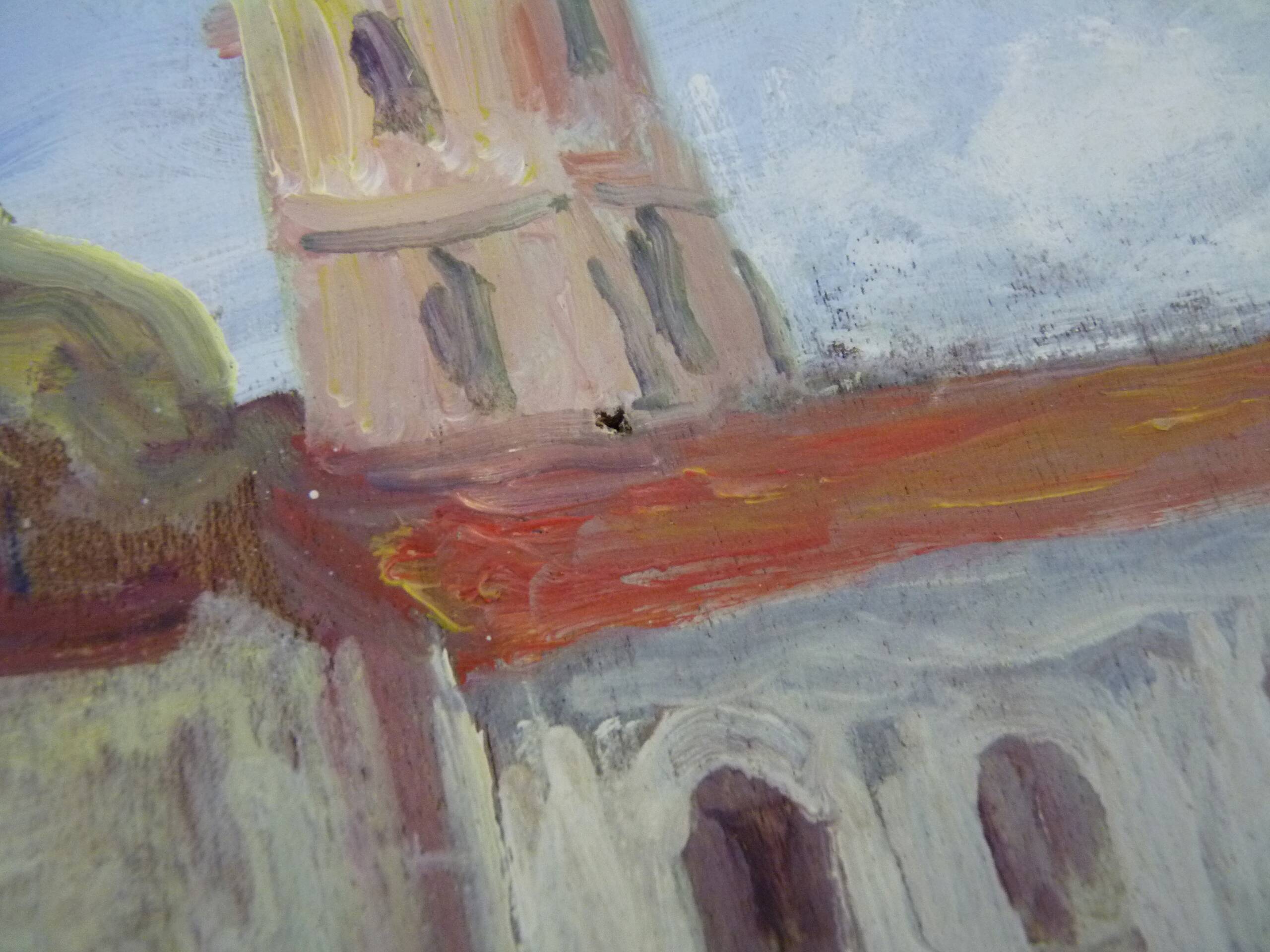 Oil on wood by Riccardo Capone Church 50s 60s