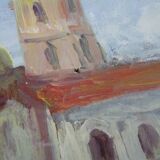 Oil on wood by Riccardo Capone Church 50s 60s