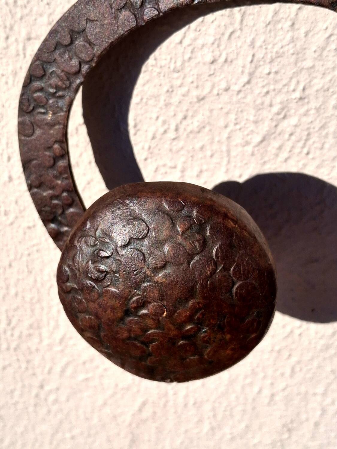 Wall coat rack, lyre shape, wrought iron, Art Deco style