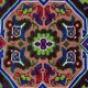 Handwoven vintage accent geometrical rug, colorful wool, wine colour with green and blue accents