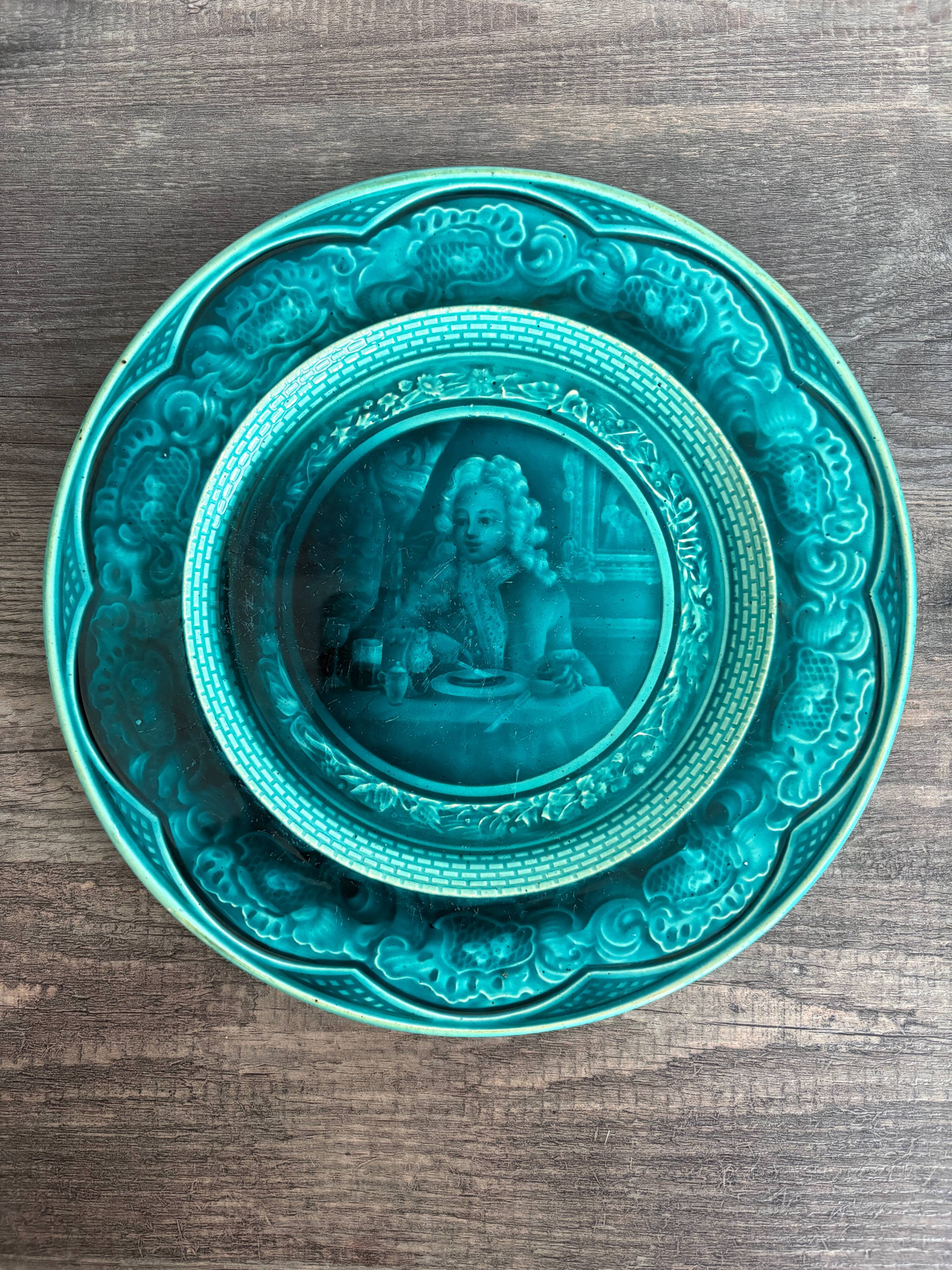 Collection Plate in Turquoise Majolica – Rubelle Ombre Enamel / A.D