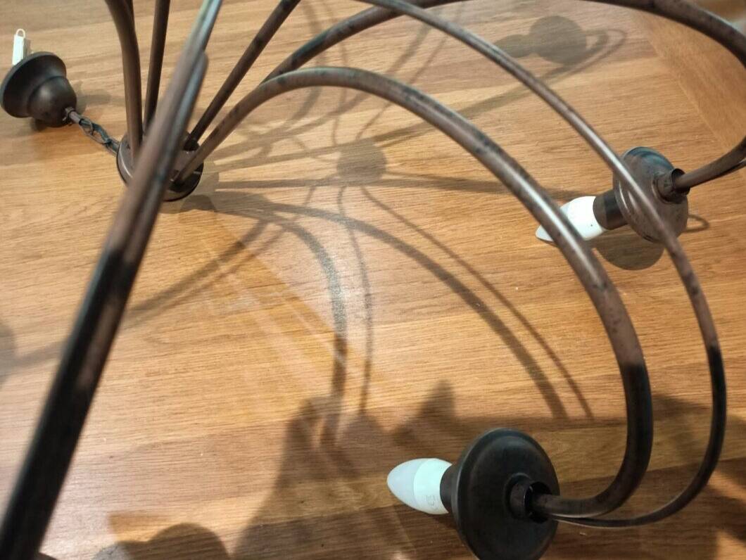 Brown metal chandelier