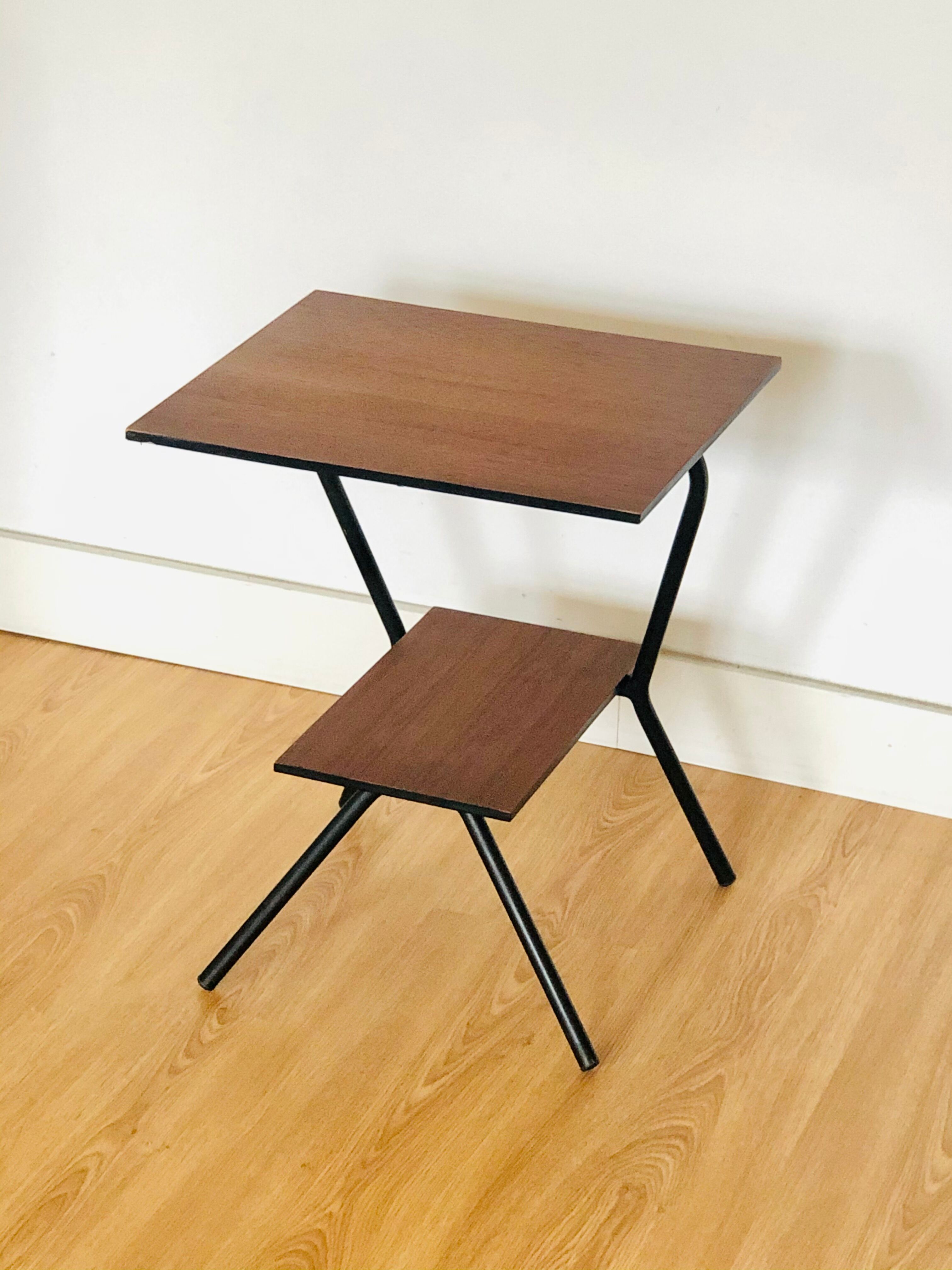 Wood and metal side table