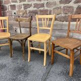 4 bistro chairs café wood curved mismatched vintage