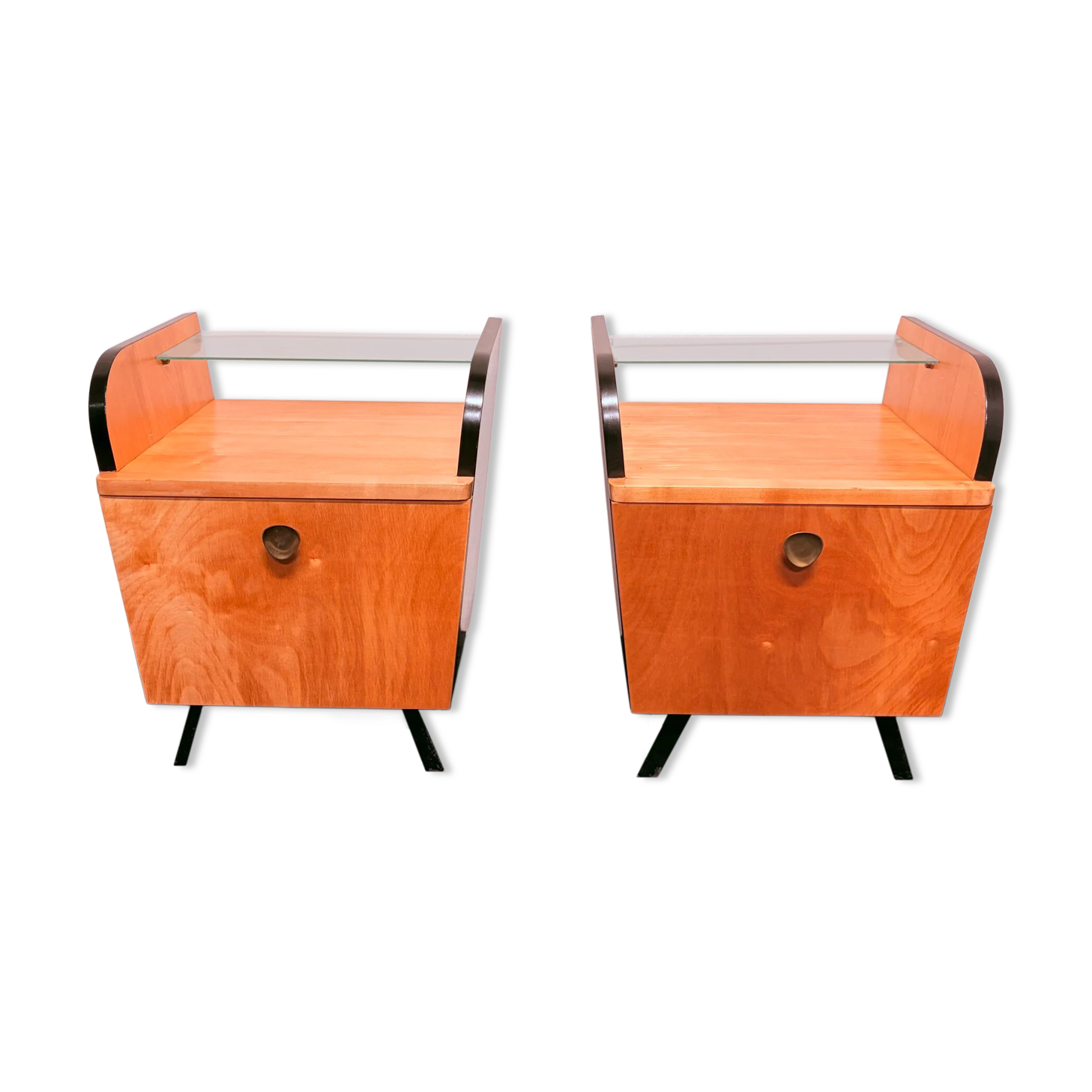 Set of 1950s/60s bedside tables, birch veneer