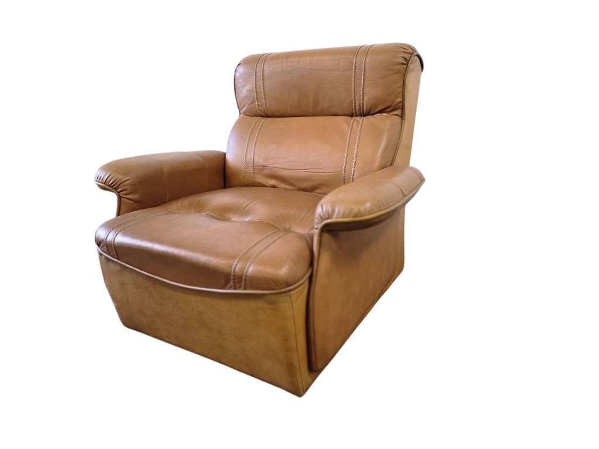 Vintage cognac leather armchair / single seater armchair / armchair