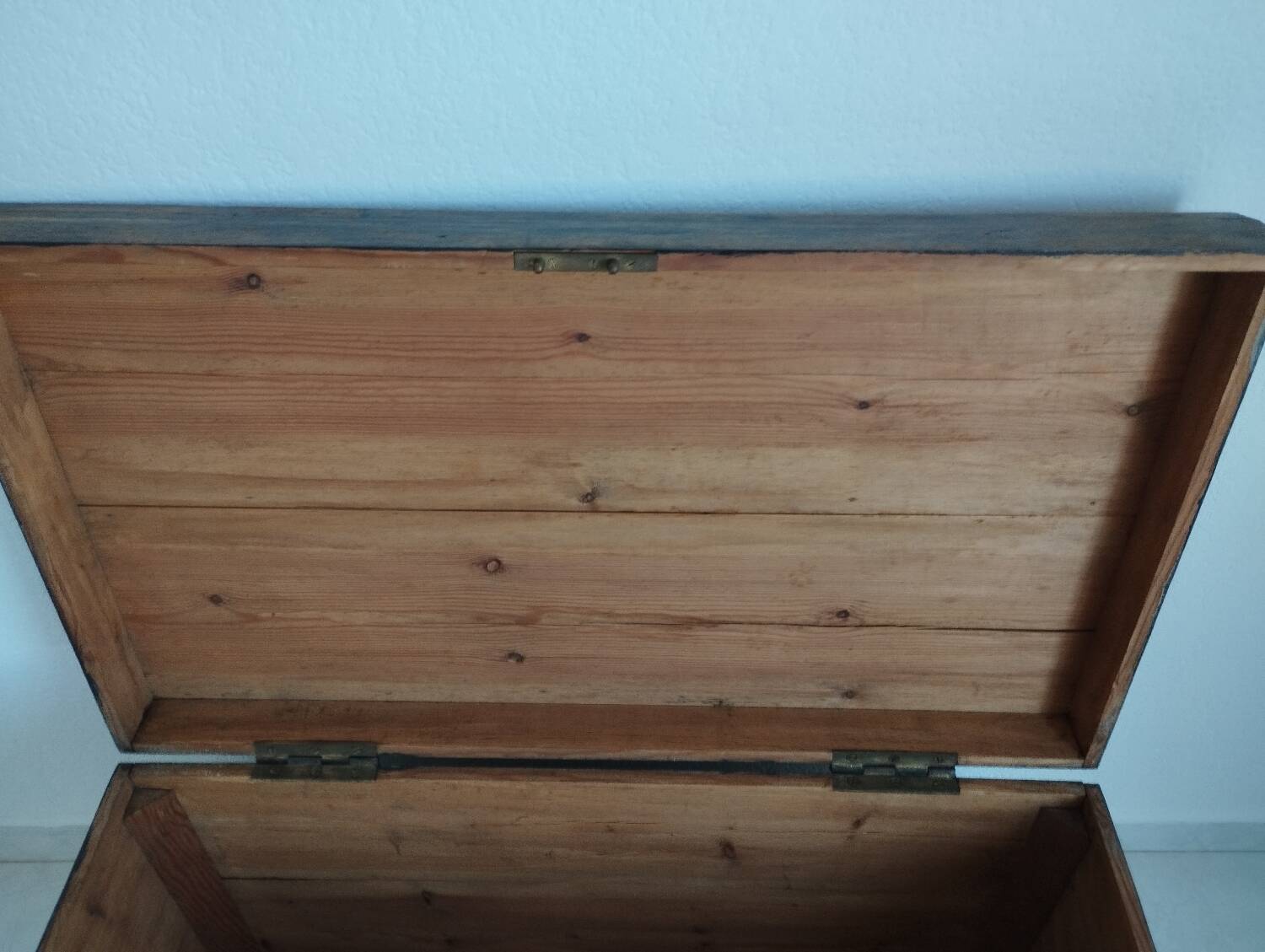 Old waxed wooden trunk 19th century