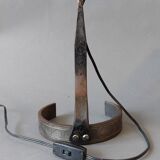 Brutalist lamp 1950 in wrought iron with handmade wool lampshade.
