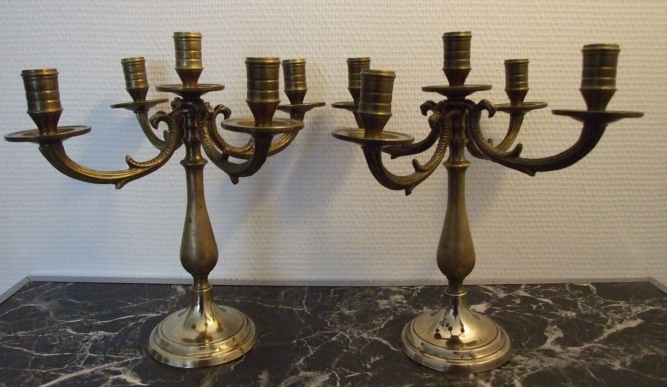 Pair of candlesticks 5 bronze lights