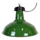 Lampe à suspension industrielle en émail vert, années 1960