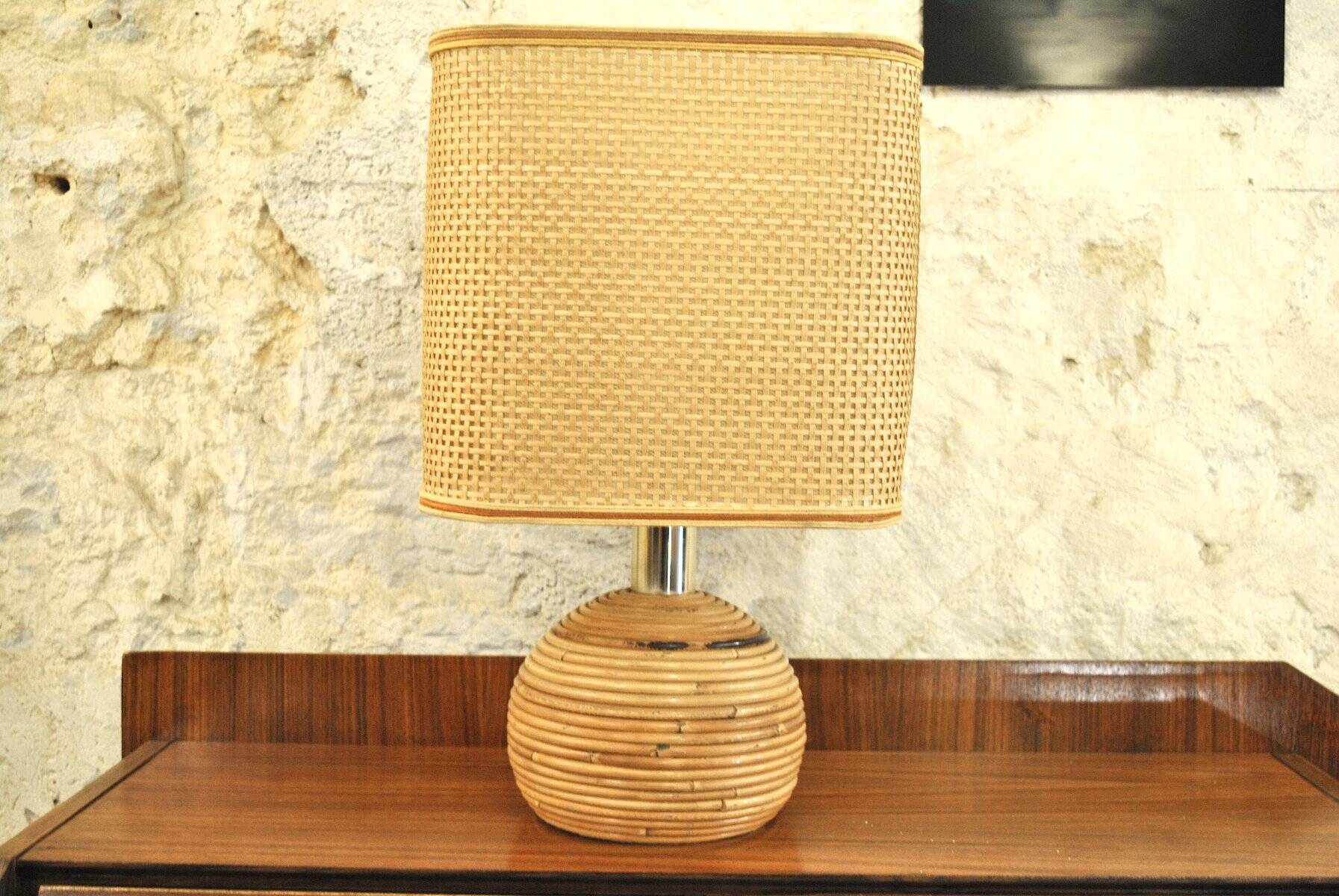 Wicker table lamp, Italy, 1960s