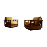Fauteuils en velours et noyer de style Art Déco en forme de cube, Allemagne, années 1920, ensemble de 2.