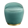 Lovy round velvet turquoise blue pouf with brass base