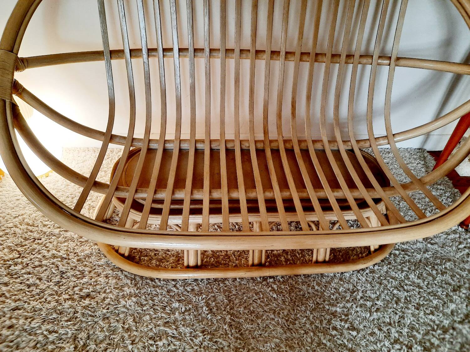 Vintage bohemian rattan canapé from the 60s and 70s.