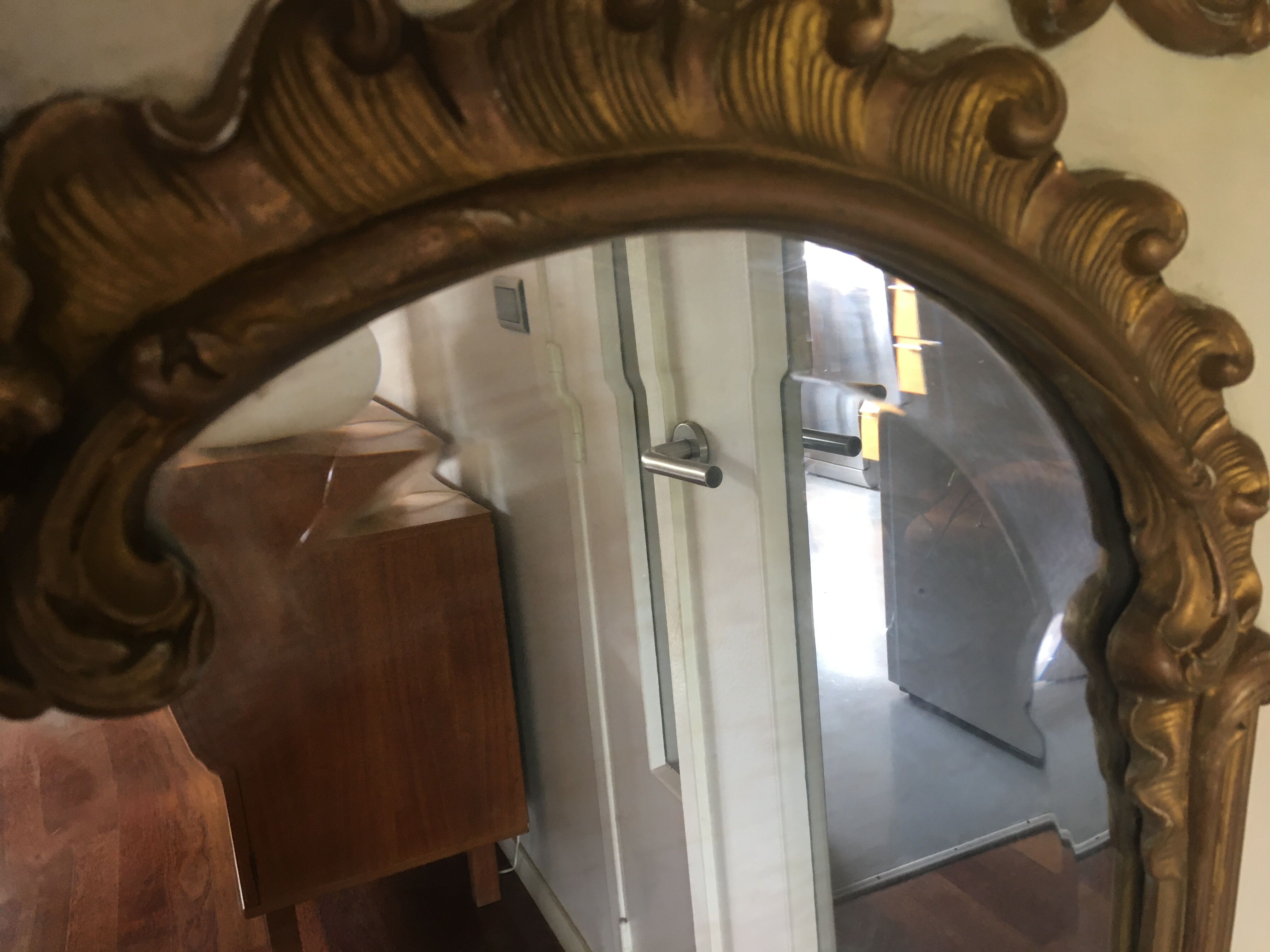 Trumeau style Louis XV 18th-century mirror bevelled white ivory gilding