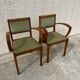 Pair of green velvet bridge armchairs