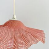 Pink molded glass pendant light