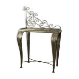 Artisanal brushed steel console