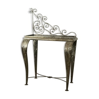 Artisanal brushed steel console