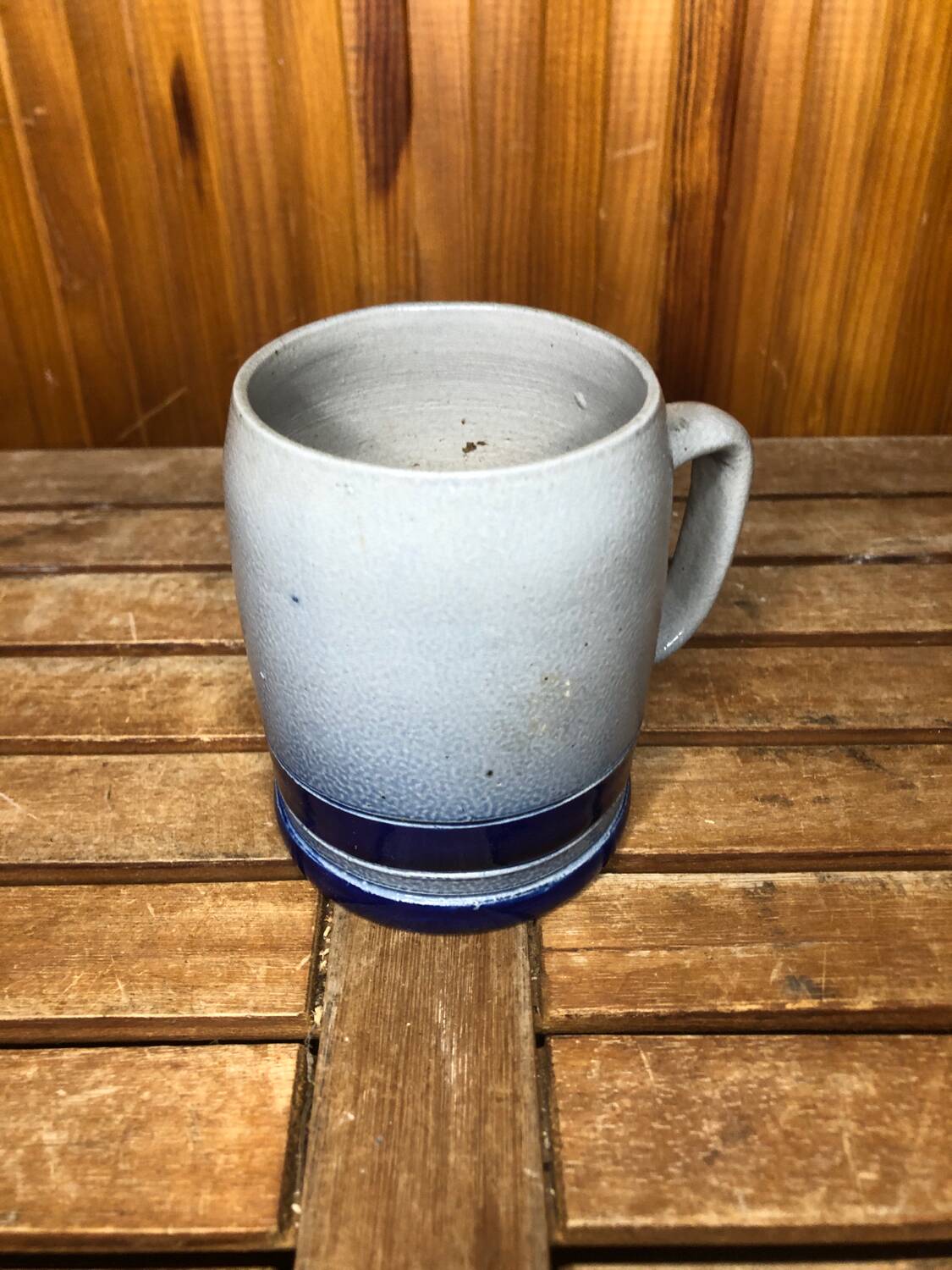 Old BETSCHDORF Tankard Gray Blue Sandstone Vintage #A604