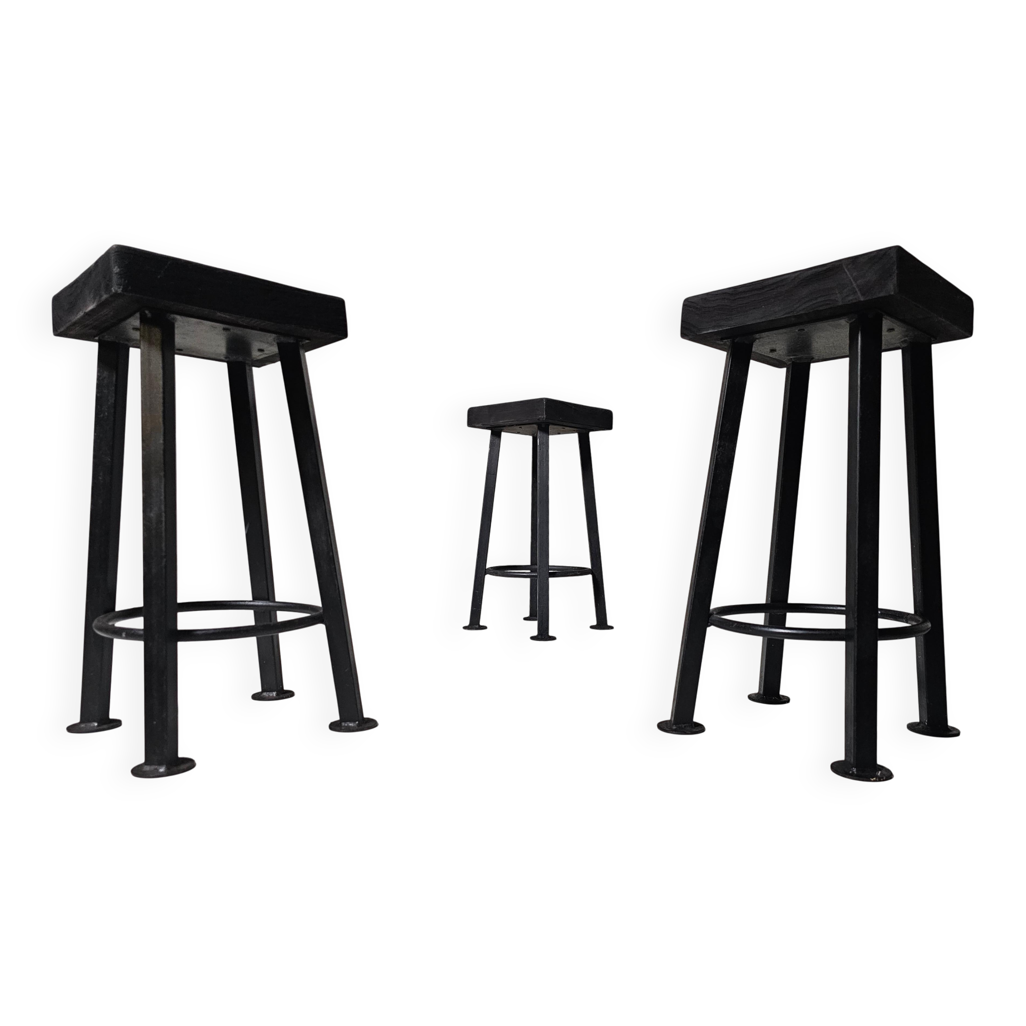 Set of 3 brutalist stools, Belgium, 1970.