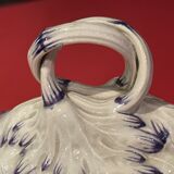 Large porcelain sauciere with blue and white decoration of the 19th century