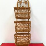 Vintage Peacock Rattan Desk Organizer